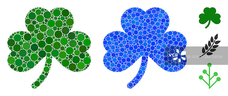 三叶草叶子马赛克图标圆点图片素材