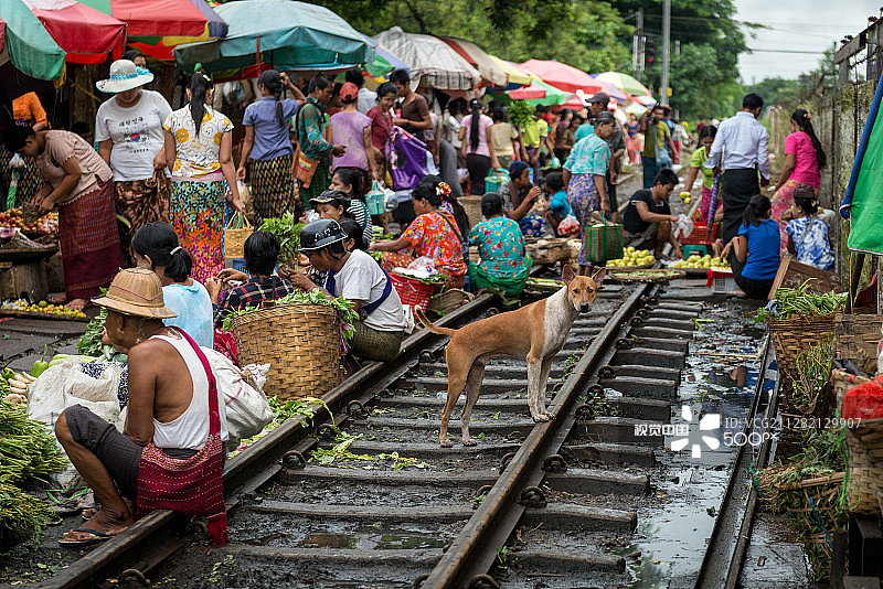 仰光农贸市场，缅甸图片素材