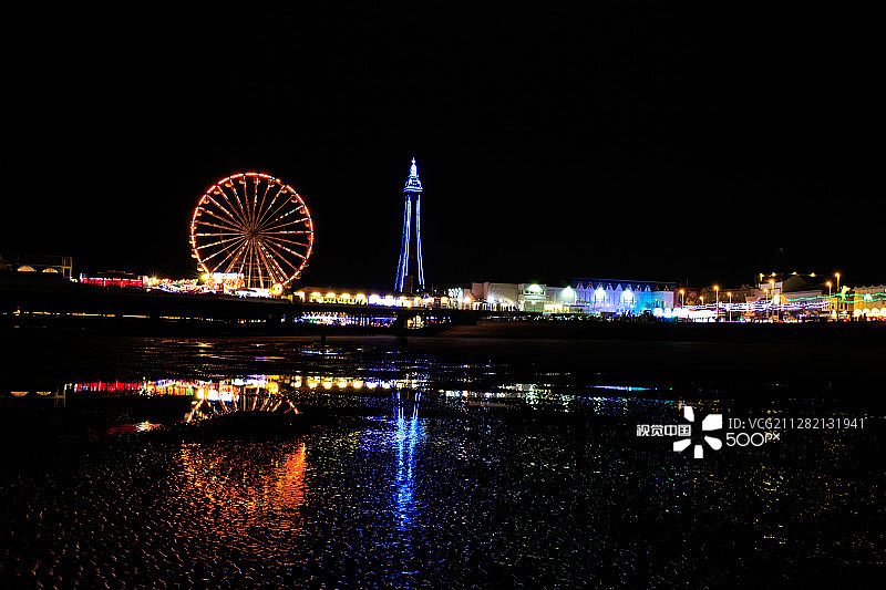 夜晚的布莱克浦图片素材