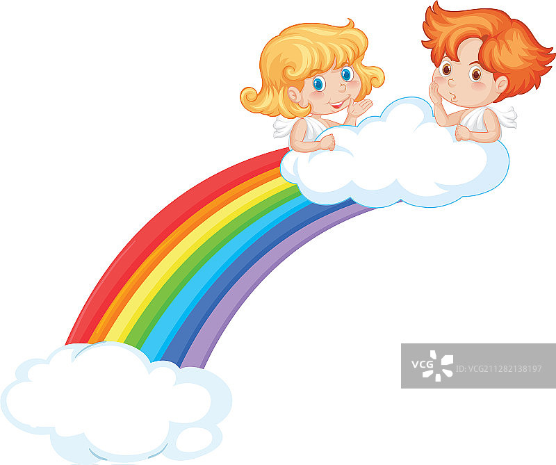 可爱的仙女在美丽的天空中飞翔图片素材