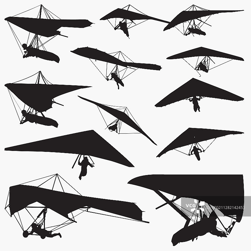 滑翔伞轮廓剪影图片素材