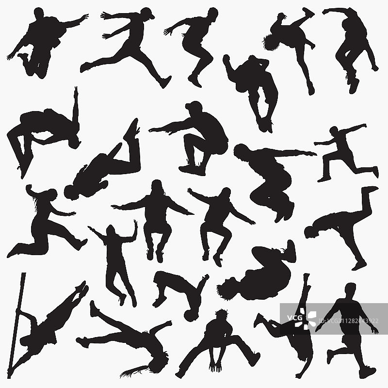 跑酷剪影图片素材
