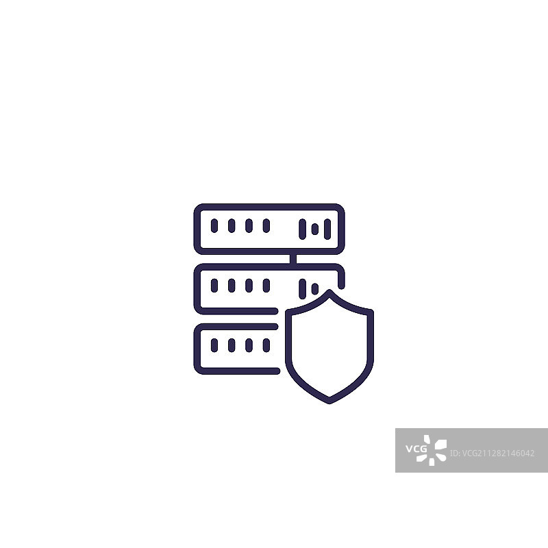 白色背景上的安全主机服务器线性图标图片素材