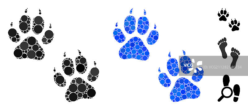 老虎脚印组合球形图标图片素材