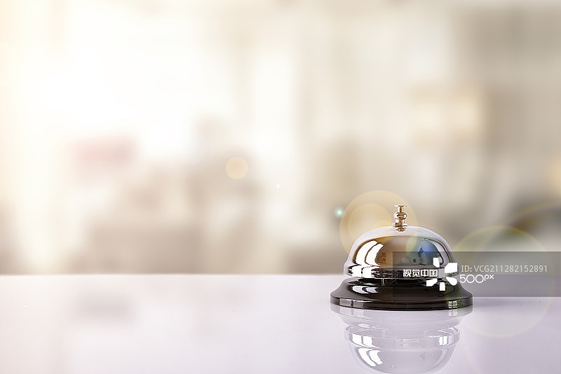 酒店接待处服务铃与酒店背景图片素材