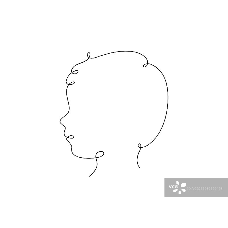 单线儿童头像剪影设计图片素材