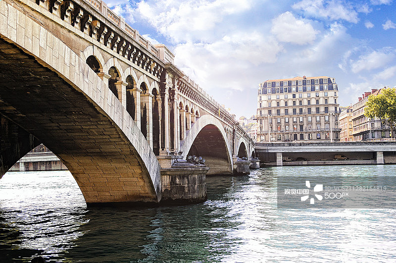 罗纳河上的威尔逊桥图片素材