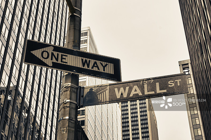 华尔街路标图片素材