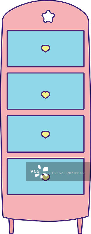 白色背景上的木制抽屉柜家具图片素材