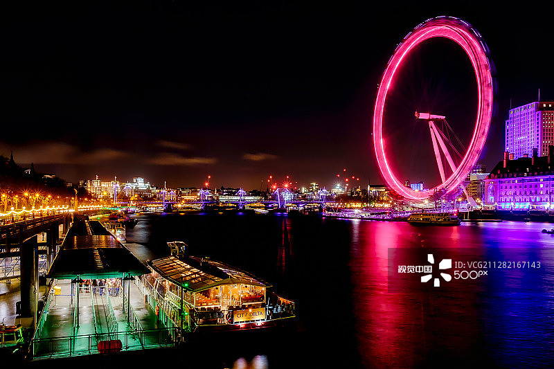 夜晚的伦敦眼景色图片素材