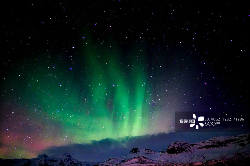 冰岛南部的北极光图片素材