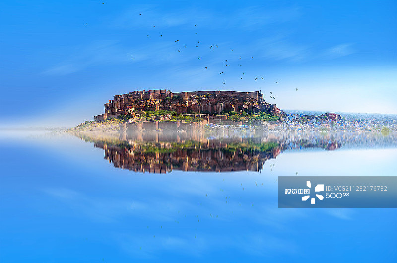 梅兰加尔堡焦特布尔拉贾斯坦邦印度水景图片素材