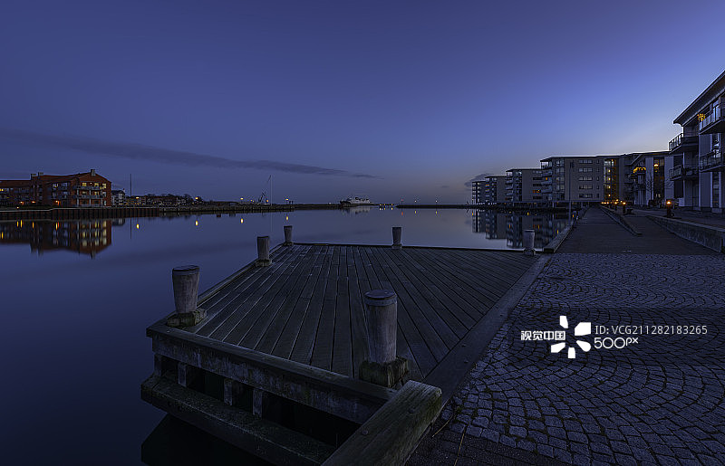 尼堡港的蓝色时刻图片素材