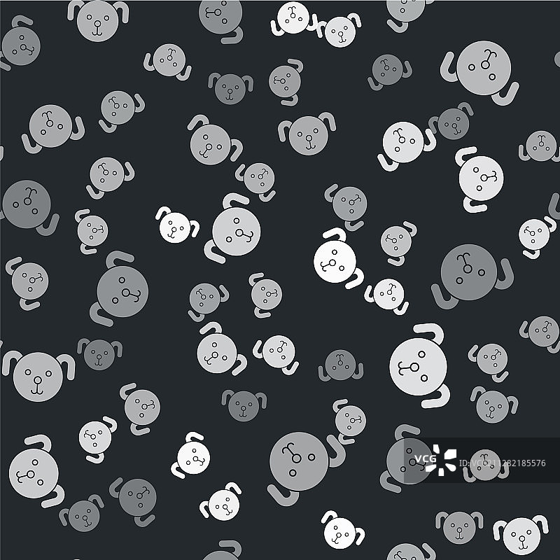 灰色狗生肖符号图标无缝图案图片素材
