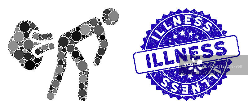 带纹理疾病印章的马赛克屁气图标图片素材