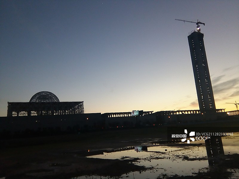 阿尔及尔大清真寺项目日落，阿尔及利亚图片素材