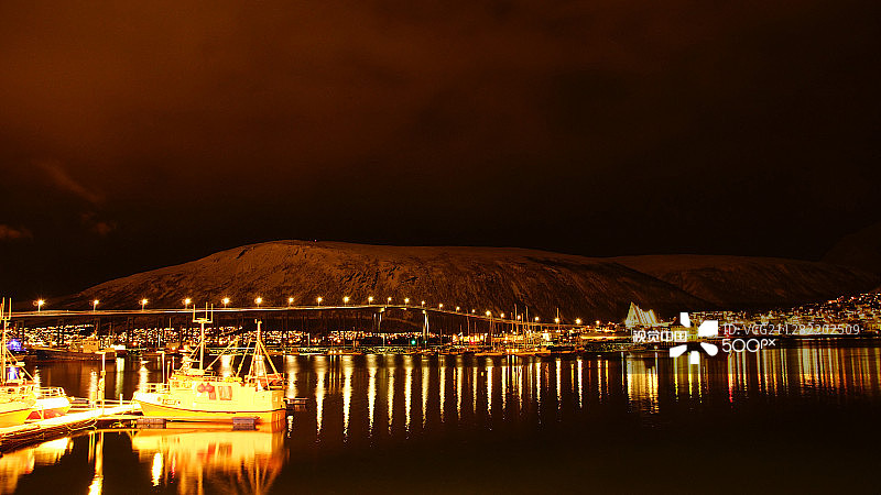特罗姆瑟夜景图片素材