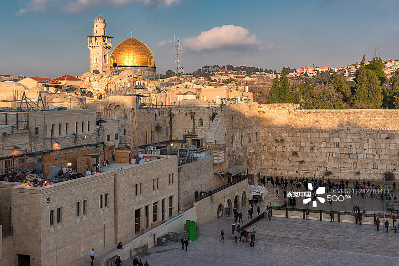 耶路撒冷老城日落景色图片素材
