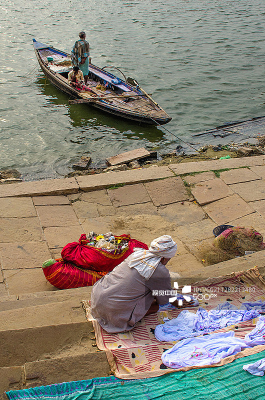 恒河边的洗衣场景图片素材