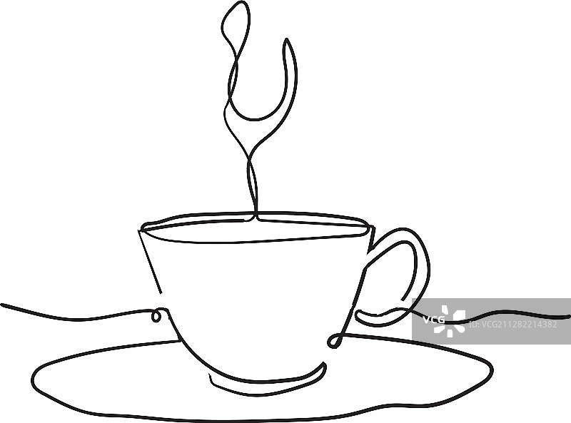 连续线条绘制咖啡杯涂鸦图片素材