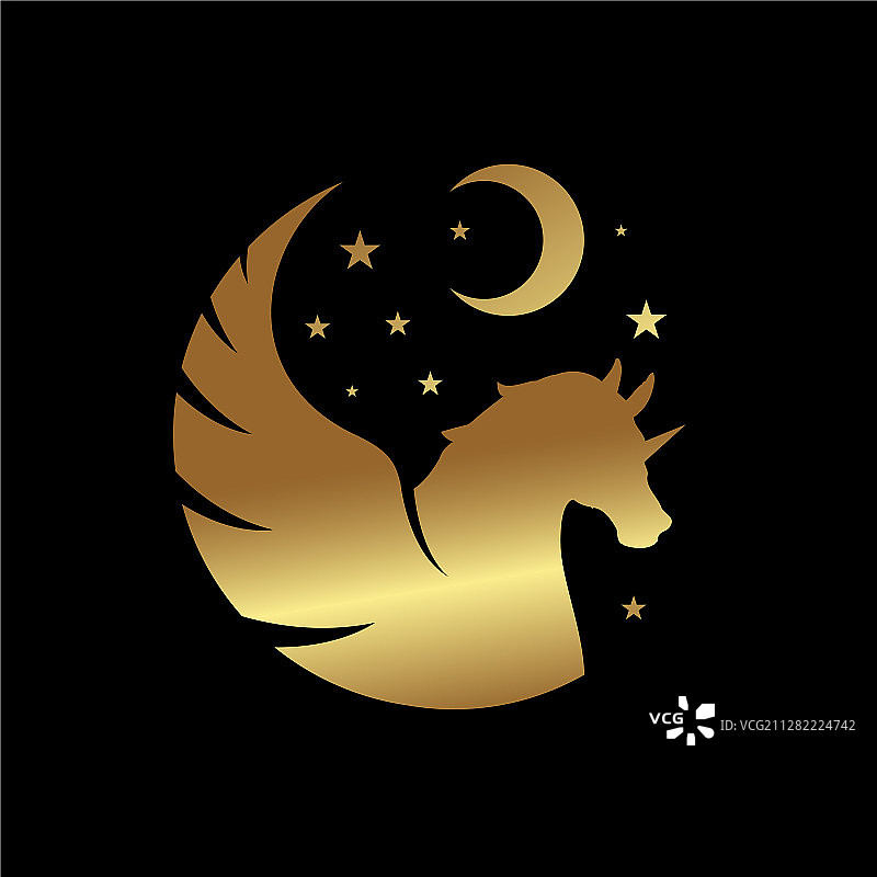 带翅膀的强大飞马独角兽马图片素材