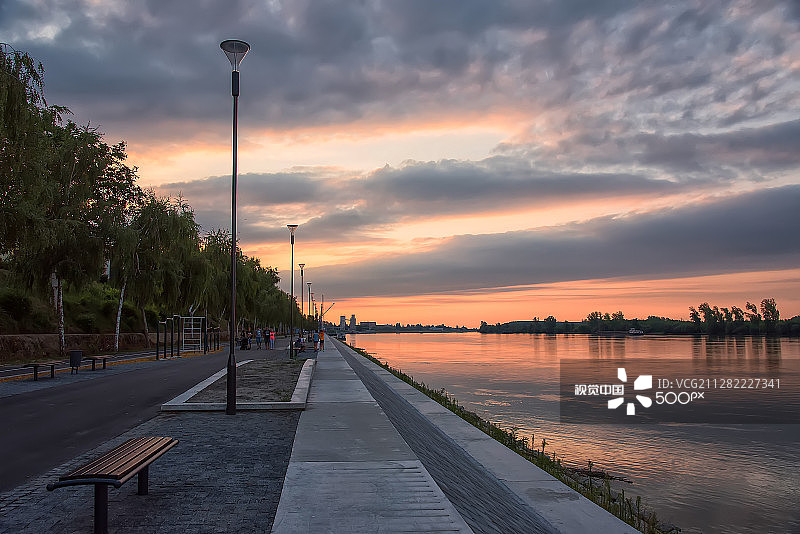 多瑙河日落图片素材