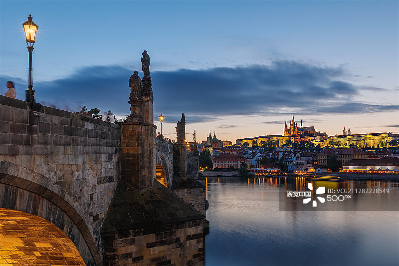 查理大桥日落图片素材