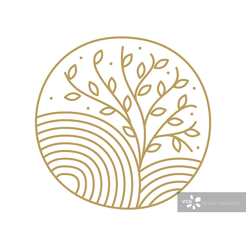 金色单线树图片素材