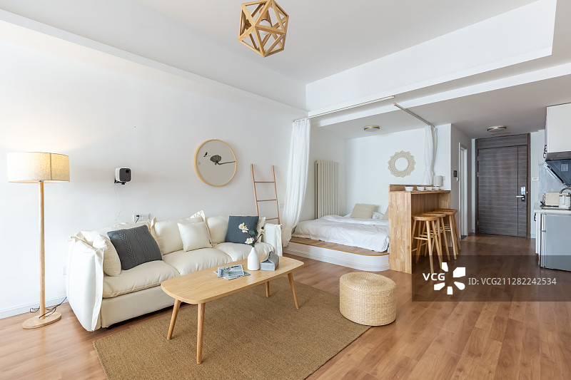 日式清新简约风格客厅民宿空间图片素材