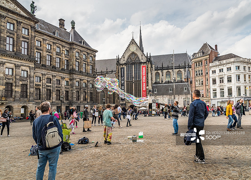 荷兰阿姆斯特丹市中心的达姆广场图片素材
