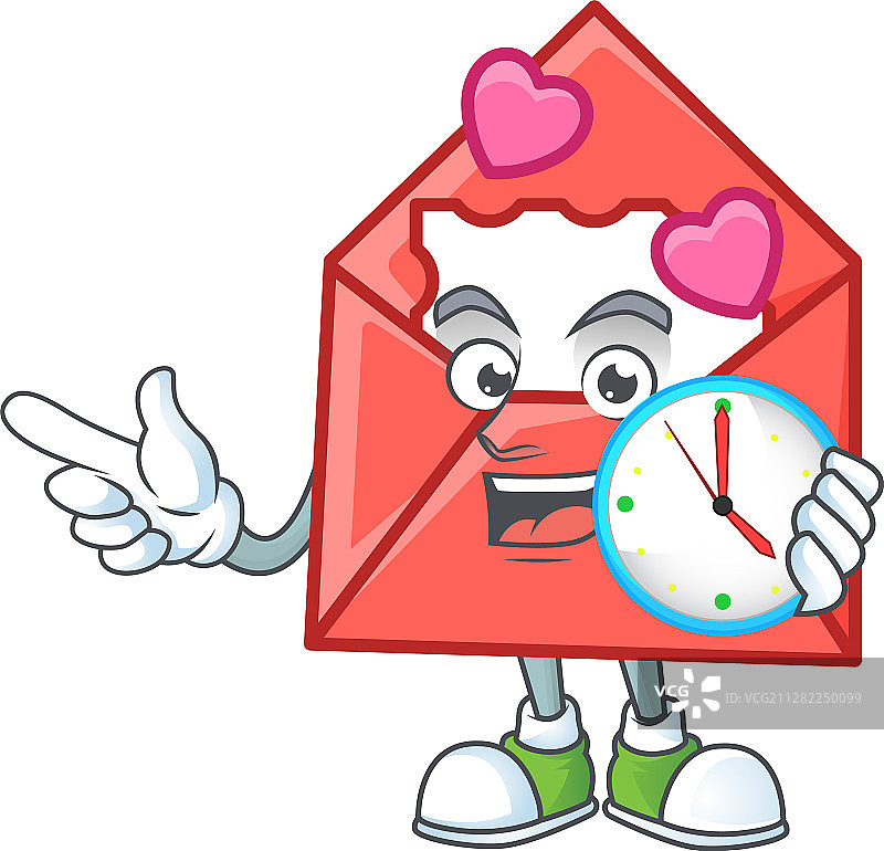 卡通人物情书时钟图片素材