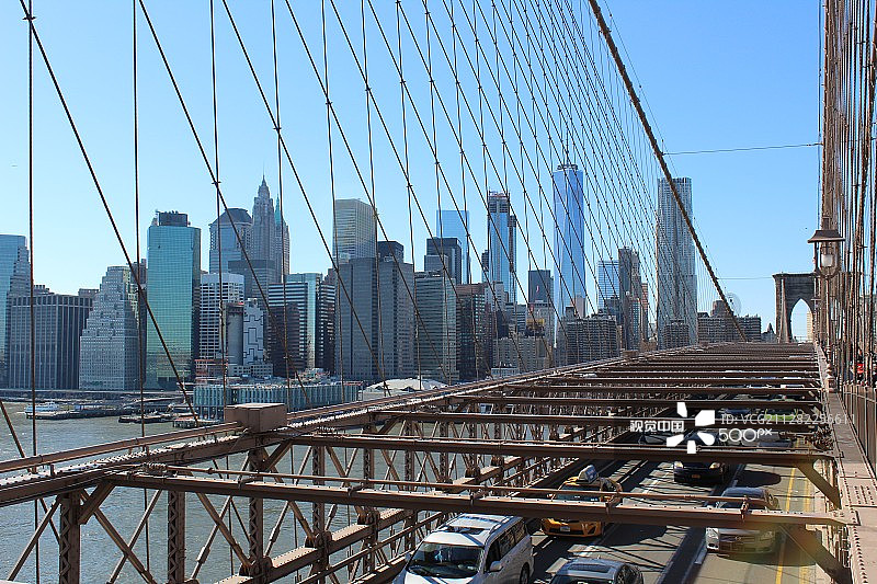 布鲁克林大桥视角图片素材