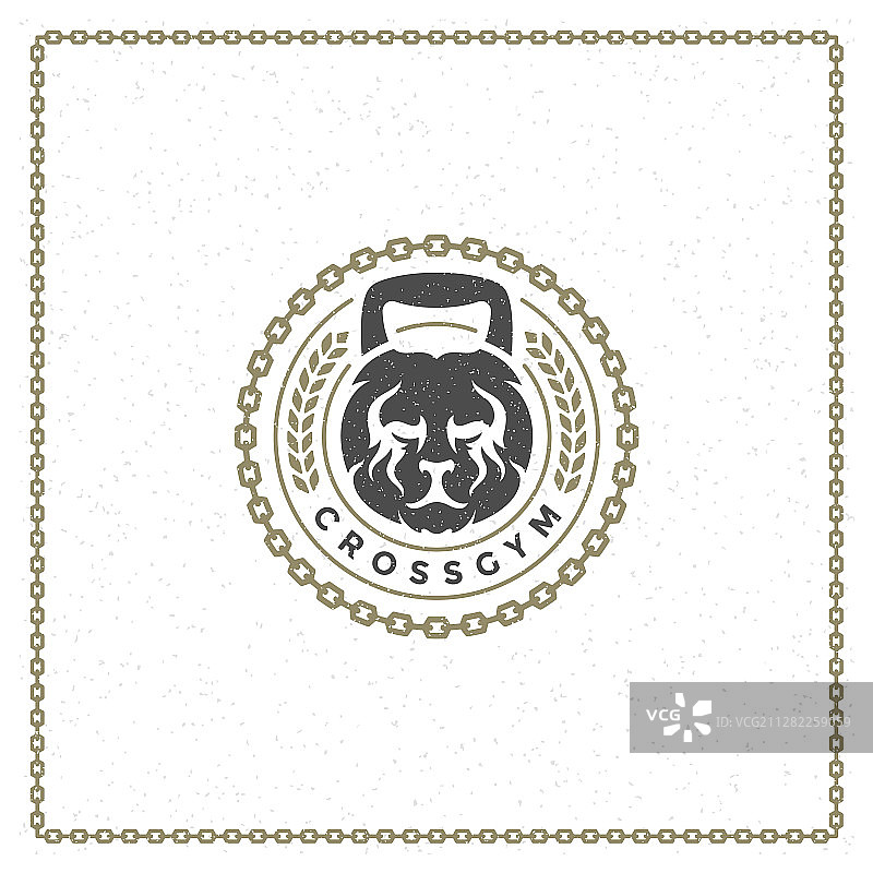 举重狮头徽章图片素材