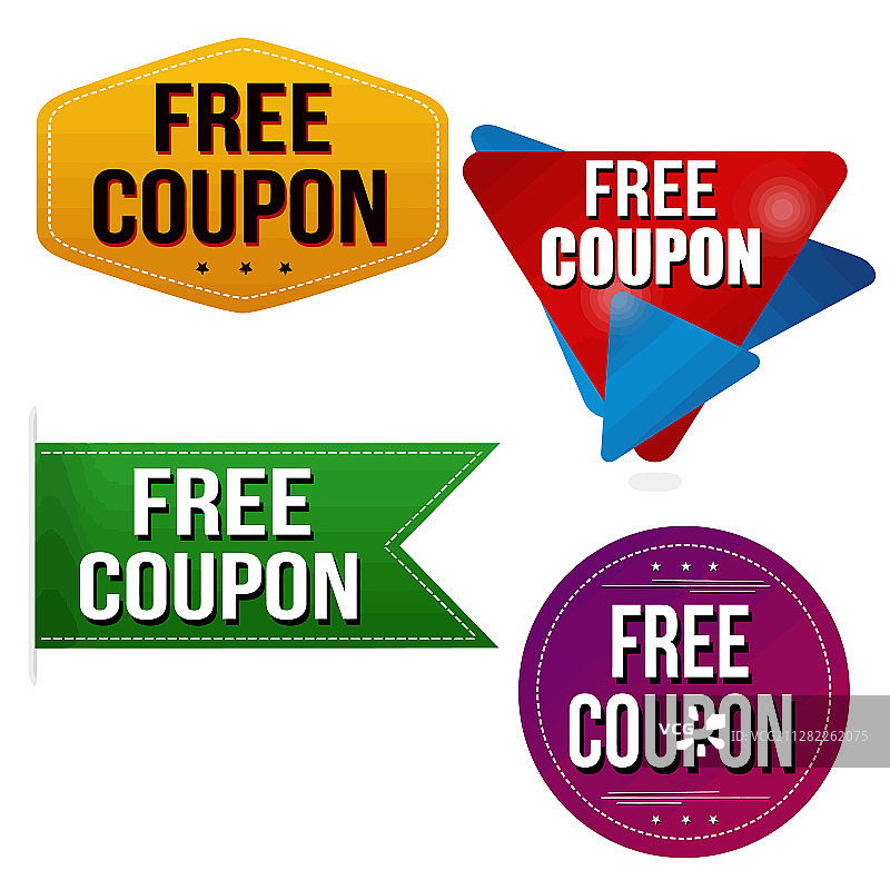 免费优惠券贴纸或标签套装图片素材