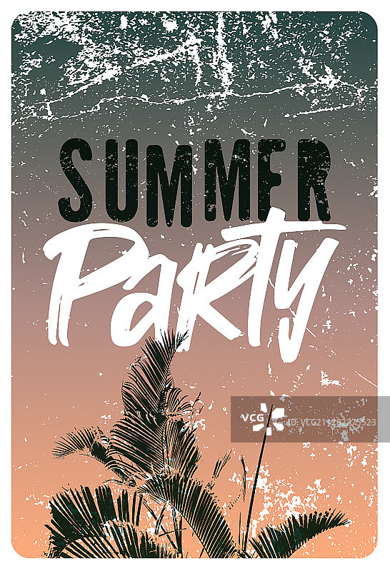 夏日热带派对排版复古海报图片素材
