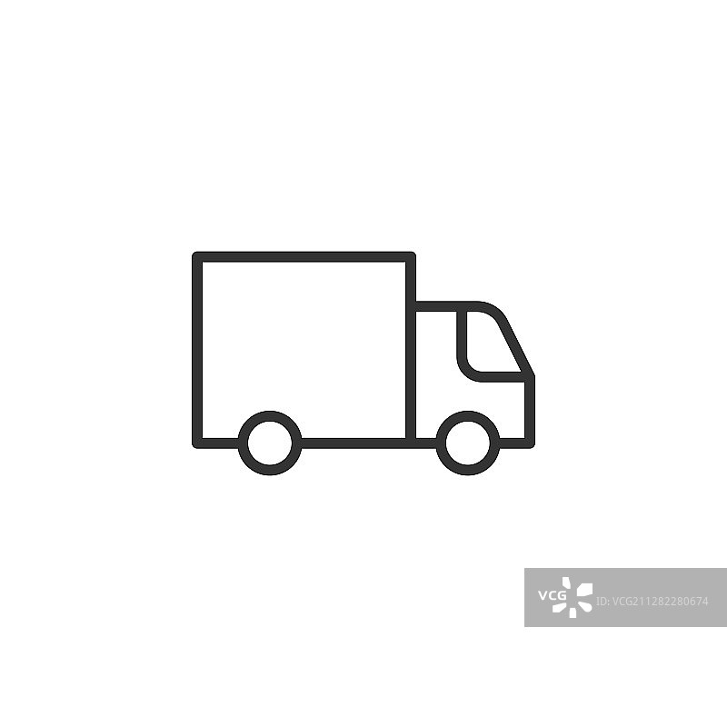 白色背景上的扁平风格货运卡车图标图片素材