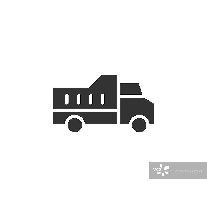 白色背景上的扁平风格货运卡车图标图片素材