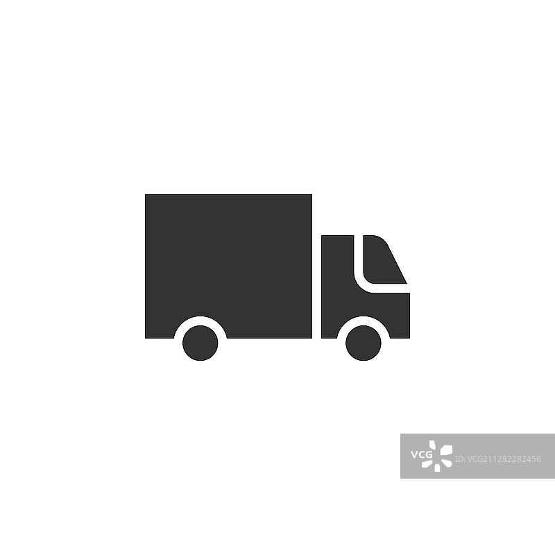 白色背景上的扁平风格货运卡车图标图片素材