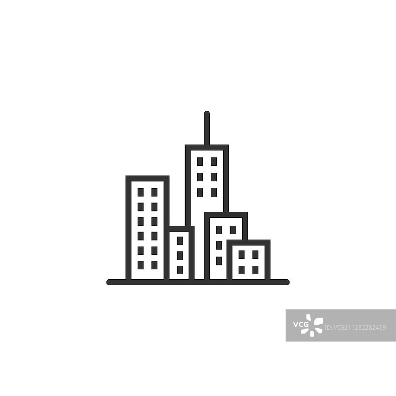 建筑图标在平坦风格的城市摩天大楼图片素材