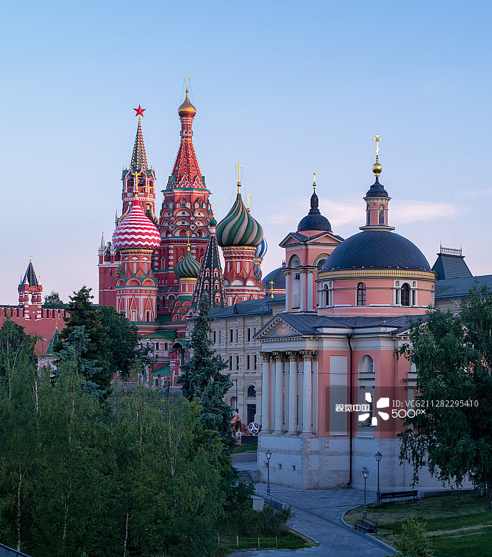莫斯科克里姆林宫、圣瓦西里大教堂景色图片素材