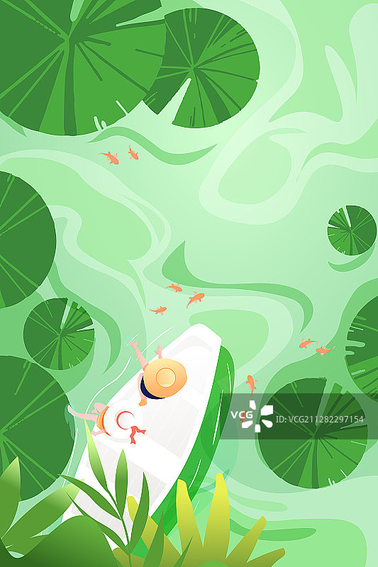 夏季踏青出游旅行度假暑假夏至大暑节气风景矢量插画图片素材