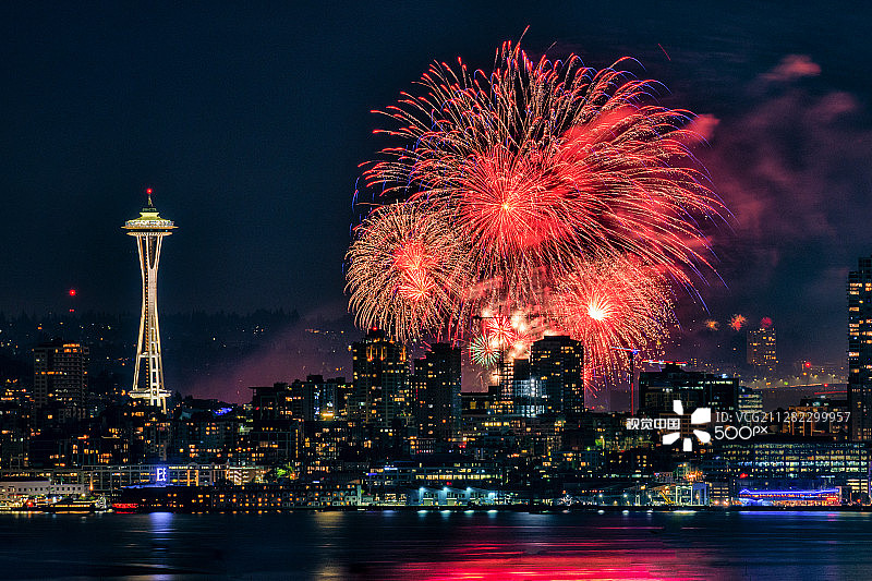 西雅图的火箭红光图片素材