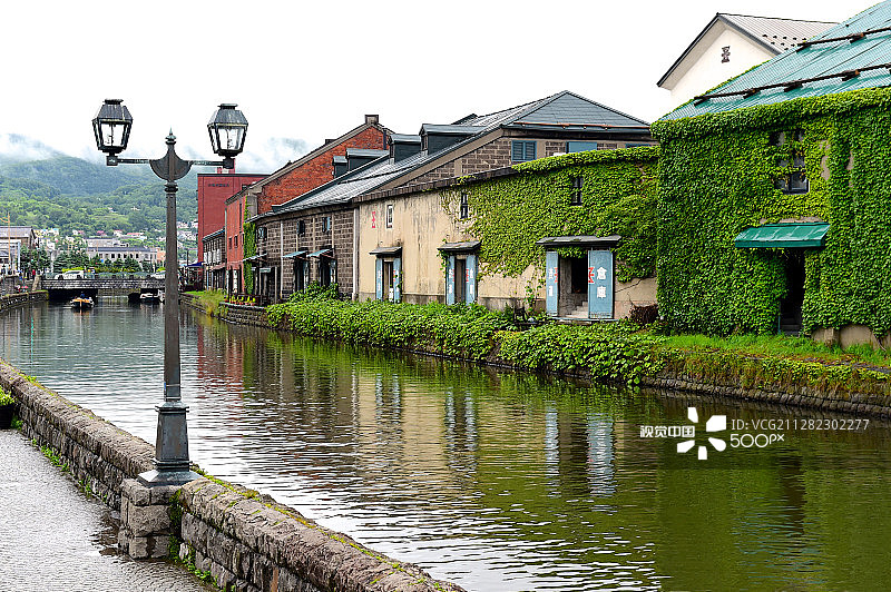 小樽运河雨后景色图片素材