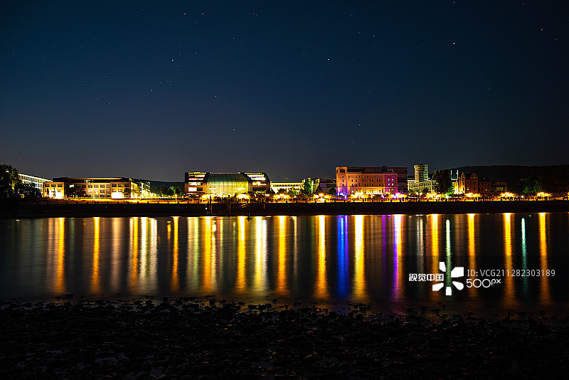 夜晚的莱茵河，波恩图片素材