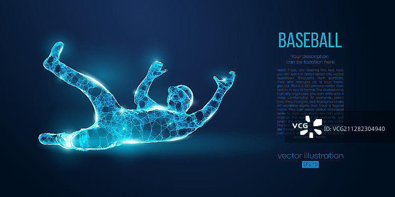 低多边形霓虹灯线抽象棒球运动员图片素材