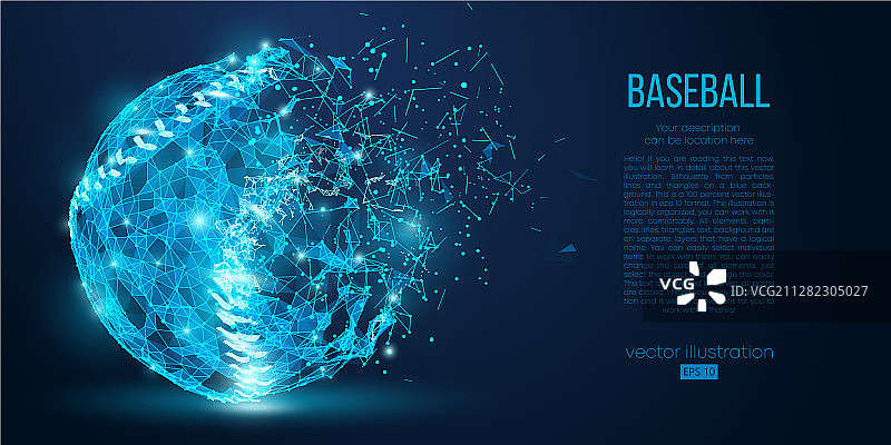 低多边形霓虹灯线抽象棒球图片素材