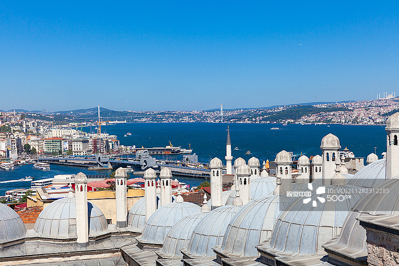 博斯普鲁斯海峡景观，土耳其伊斯坦布尔图片素材
