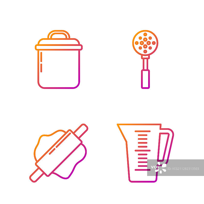 量杯、擀面杖和烹饪锅图片素材