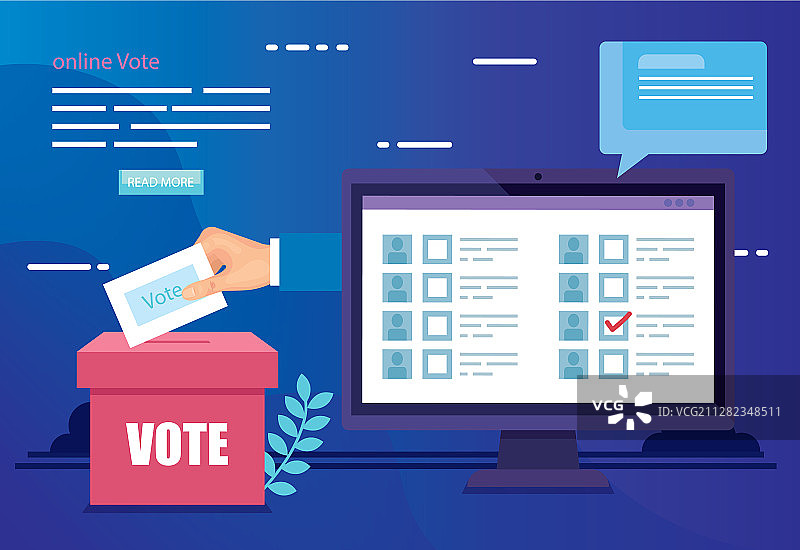 电脑和投票箱在线投票海报图片素材