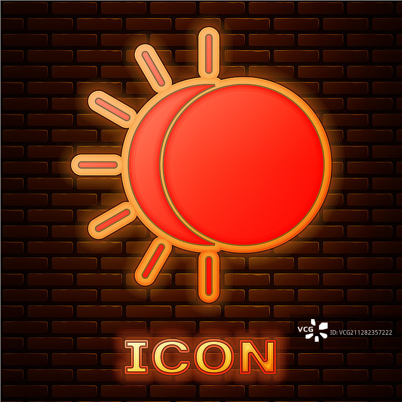 发光霓虹日食太阳图标图片素材